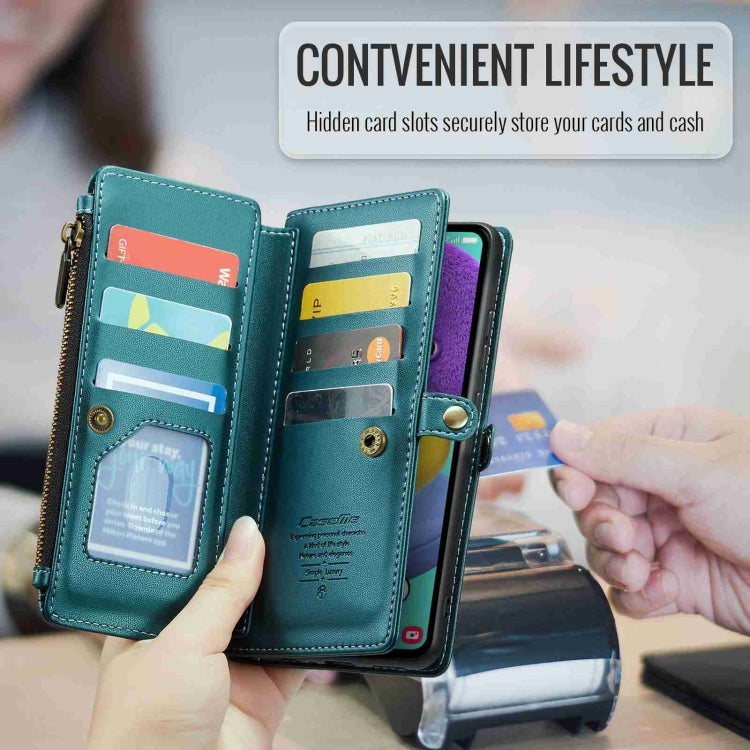For Samsung Galaxy A51 4G CaseMe C36 Card Slots Zipper Wallet RFID Anti-theft Leather Phone Case
