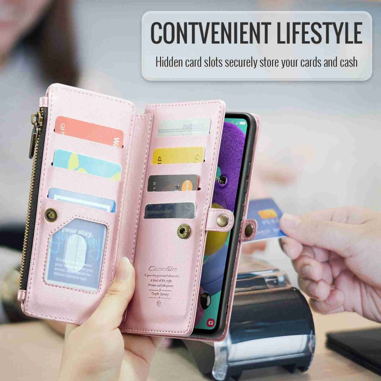 For Samsung Galaxy A51 4G CaseMe C36 Card Slots Zipper Wallet RFID Anti-theft Leather Phone Case