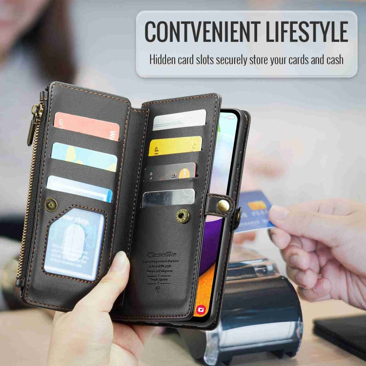 For Samsung Galaxy A52 / A52s 5G CaseMe C36 Card Slots Zipper Wallet RFID Anti-theft Leather Phone Case