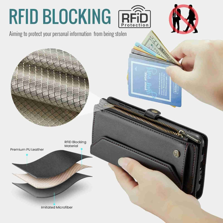 For Samsung Galaxy A52 / A52s 5G CaseMe C36 Card Slots Zipper Wallet RFID Anti-theft Leather Phone Case