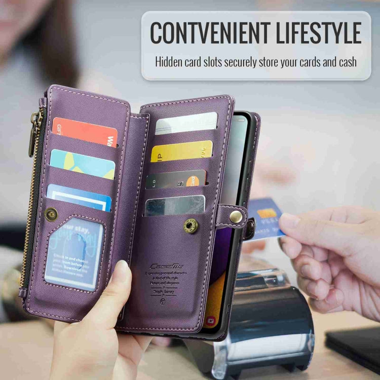 For Samsung Galaxy A52 / A52s 5G CaseMe C36 Card Slots Zipper Wallet RFID Anti-theft Leather Phone Case