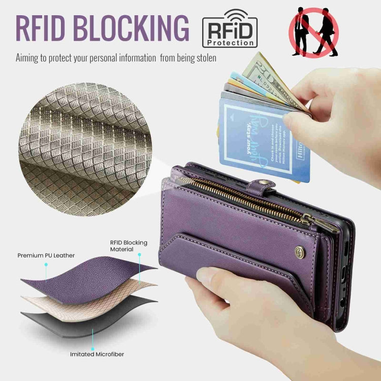 For Samsung Galaxy A52 / A52s 5G CaseMe C36 Card Slots Zipper Wallet RFID Anti-theft Leather Phone Case