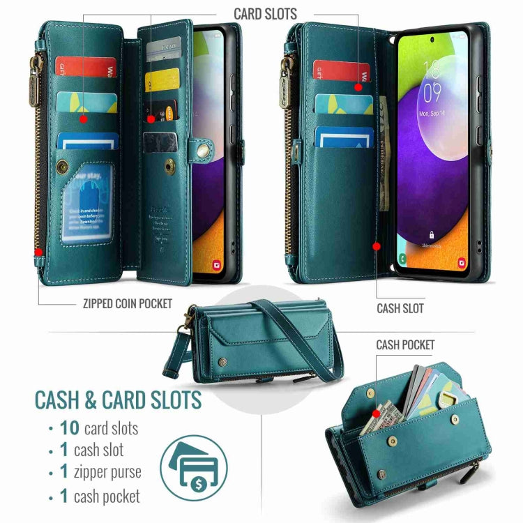 For Samsung Galaxy A52 / A52s 5G CaseMe C36 Card Slots Zipper Wallet RFID Anti-theft Leather Phone Case