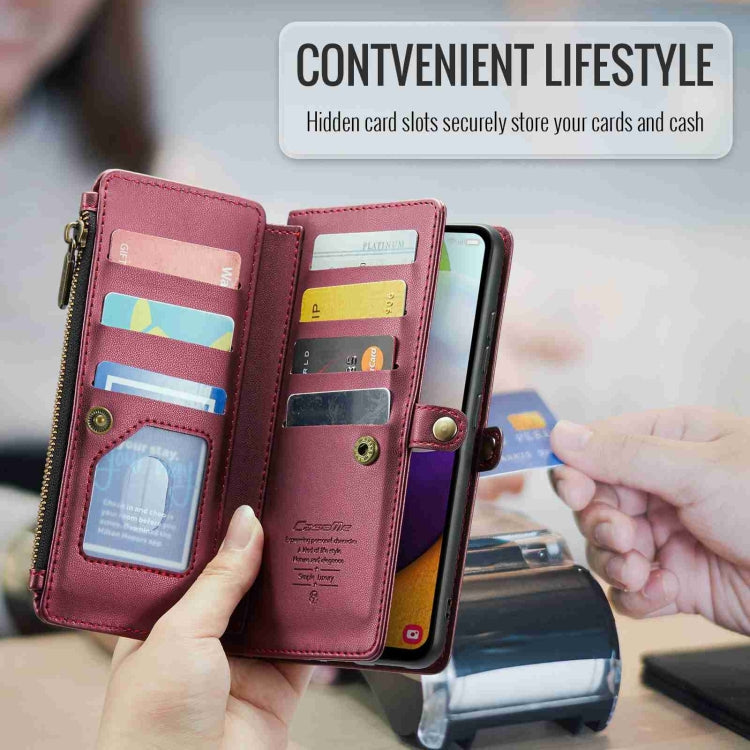 For Samsung Galaxy A52 / A52s 5G CaseMe C36 Card Slots Zipper Wallet RFID Anti-theft Leather Phone Case