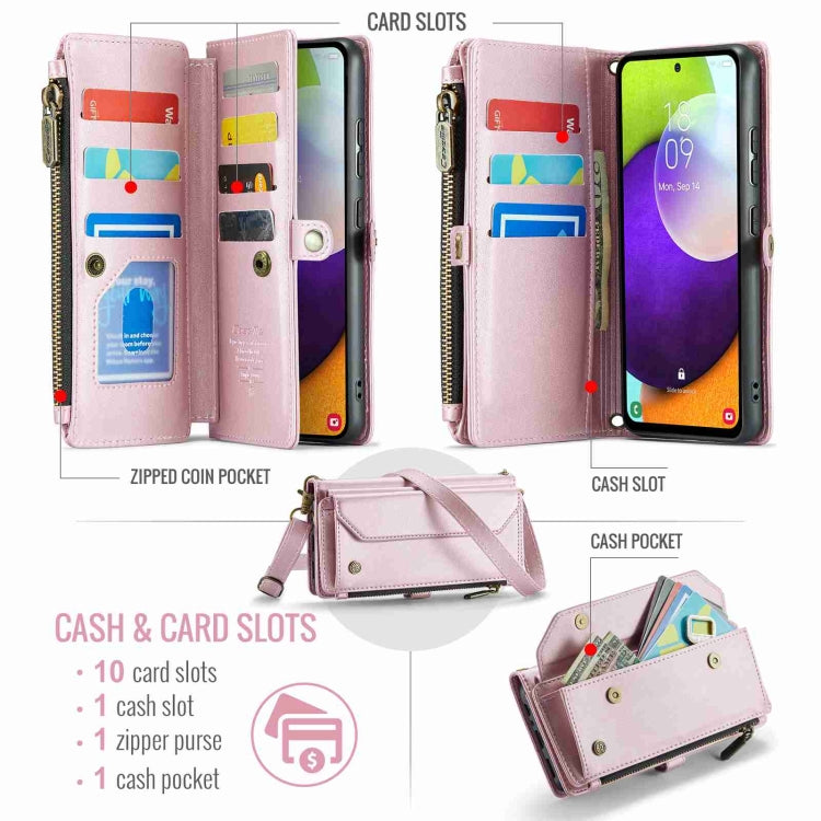 For Samsung Galaxy A52 / A52s 5G CaseMe C36 Card Slots Zipper Wallet RFID Anti-theft Leather Phone Case