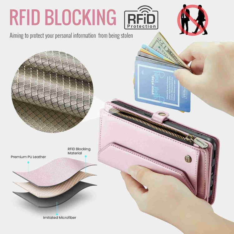 For Samsung Galaxy A52 / A52s 5G CaseMe C36 Card Slots Zipper Wallet RFID Anti-theft Leather Phone Case