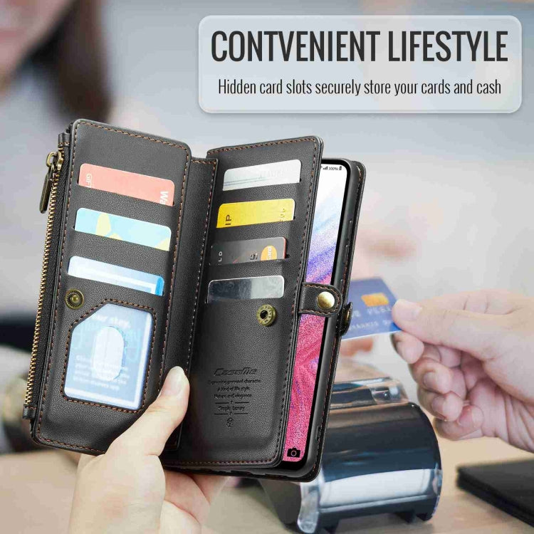 For Samsung Galaxy A53 5G CaseMe C36 Card Slots Zipper Wallet RFID Anti-theft Leather Phone Case