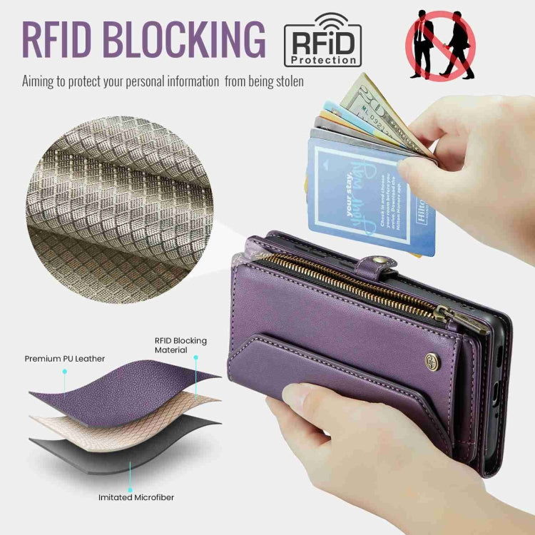 For Samsung Galaxy A53 5G CaseMe C36 Card Slots Zipper Wallet RFID Anti-theft Leather Phone Case