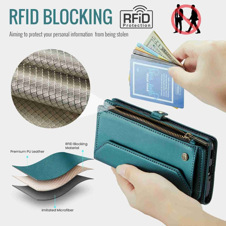 For Samsung Galaxy A53 5G CaseMe C36 Card Slots Zipper Wallet RFID Anti-theft Leather Phone Case