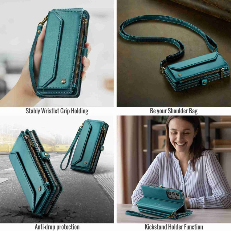 For Samsung Galaxy A53 5G CaseMe C36 Card Slots Zipper Wallet RFID Anti-theft Leather Phone Case