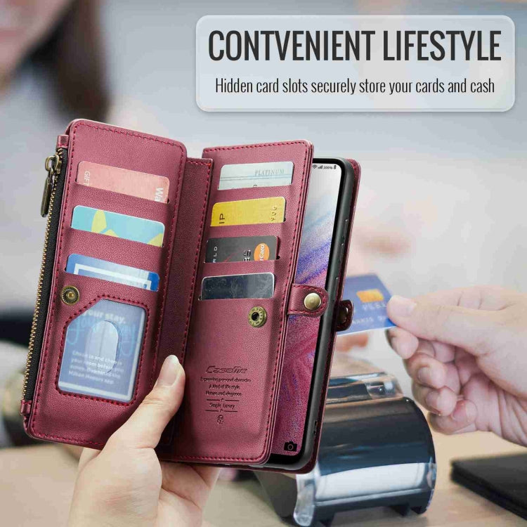 For Samsung Galaxy A53 5G CaseMe C36 Card Slots Zipper Wallet RFID Anti-theft Leather Phone Case