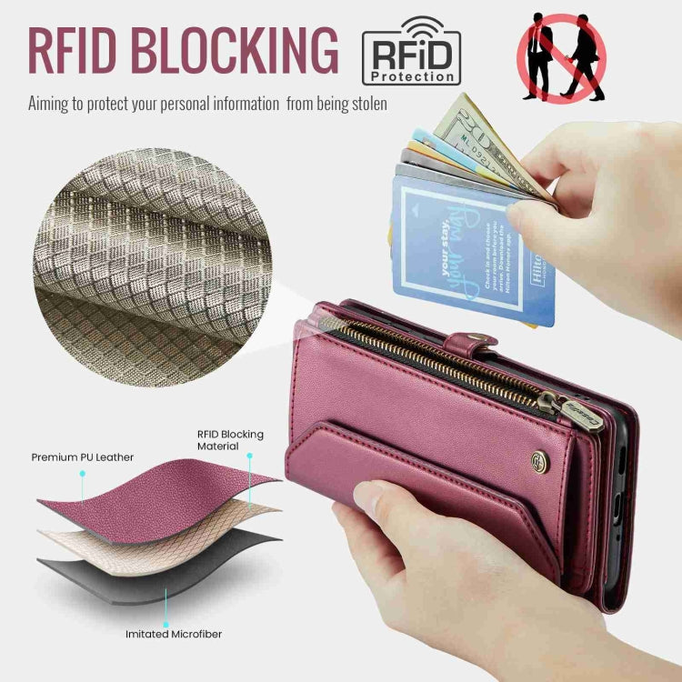 For Samsung Galaxy A53 5G CaseMe C36 Card Slots Zipper Wallet RFID Anti-theft Leather Phone Case