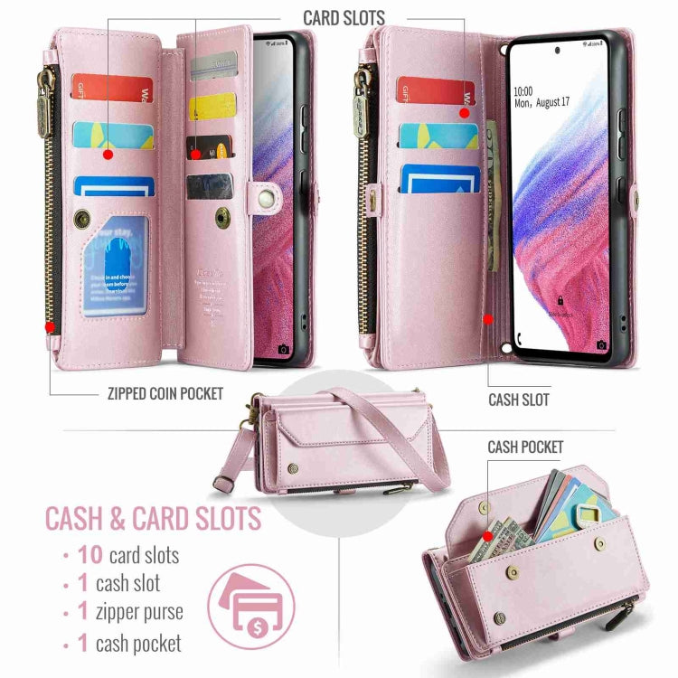 For Samsung Galaxy A53 5G CaseMe C36 Card Slots Zipper Wallet RFID Anti-theft Leather Phone Case