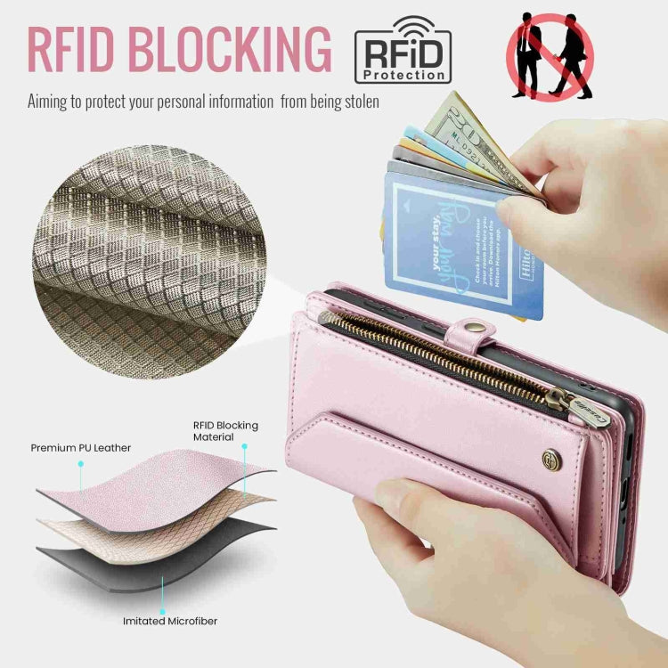 For Samsung Galaxy A53 5G CaseMe C36 Card Slots Zipper Wallet RFID Anti-theft Leather Phone Case