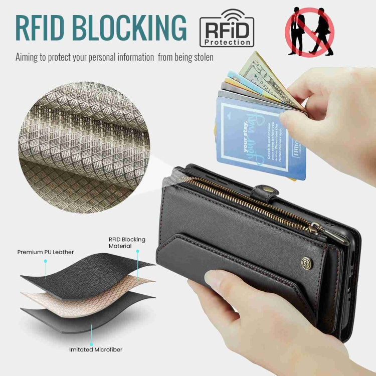 For Samsung Galaxy A54 5G CaseMe C36 Card Slots Zipper Wallet RFID Anti-theft Leather Phone Case