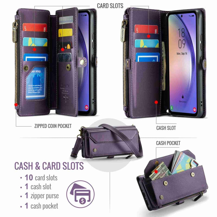 For Samsung Galaxy A54 5G CaseMe C36 Card Slots Zipper Wallet RFID Anti-theft Leather Phone Case