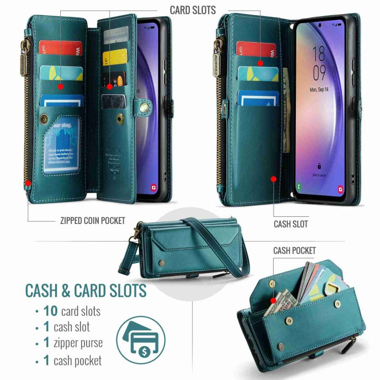 For Samsung Galaxy A54 5G CaseMe C36 Card Slots Zipper Wallet RFID Anti-theft Leather Phone Case