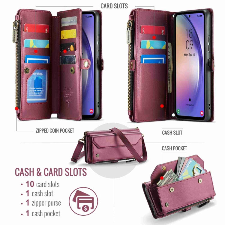For Samsung Galaxy A54 5G CaseMe C36 Card Slots Zipper Wallet RFID Anti-theft Leather Phone Case
