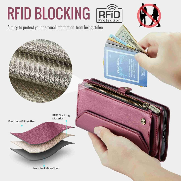 For Samsung Galaxy A54 5G CaseMe C36 Card Slots Zipper Wallet RFID Anti-theft Leather Phone Case