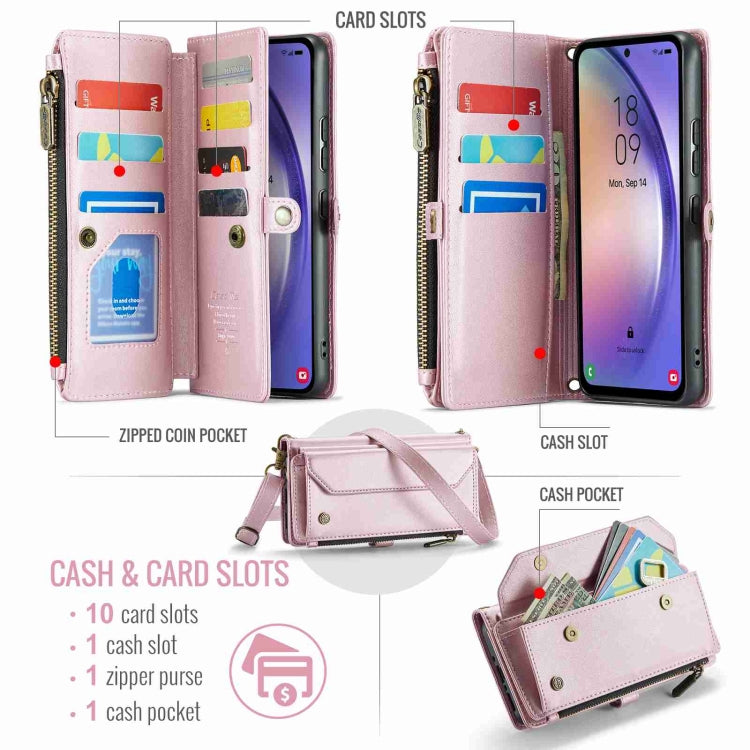 For Samsung Galaxy A54 5G CaseMe C36 Card Slots Zipper Wallet RFID Anti-theft Leather Phone Case