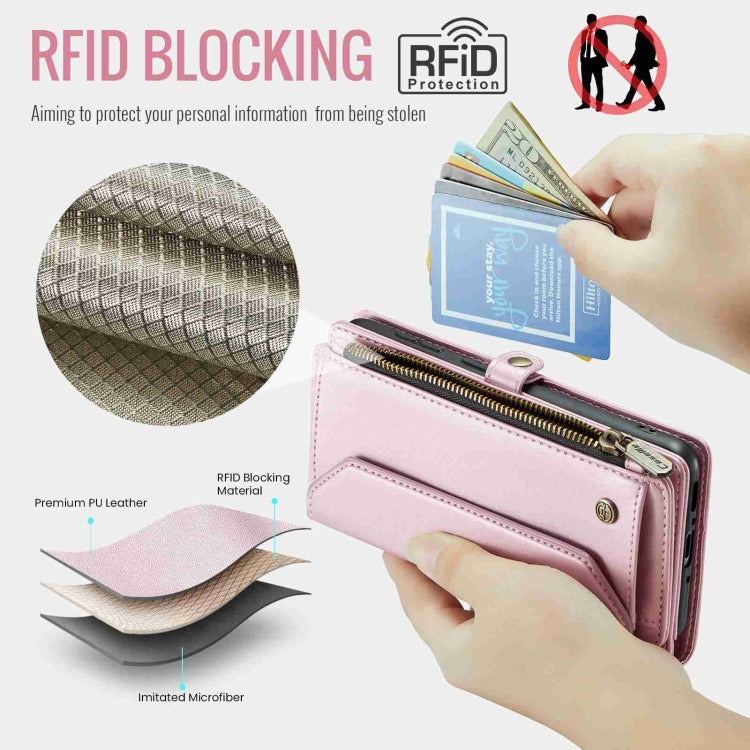 For Samsung Galaxy A54 5G CaseMe C36 Card Slots Zipper Wallet RFID Anti-theft Leather Phone Case