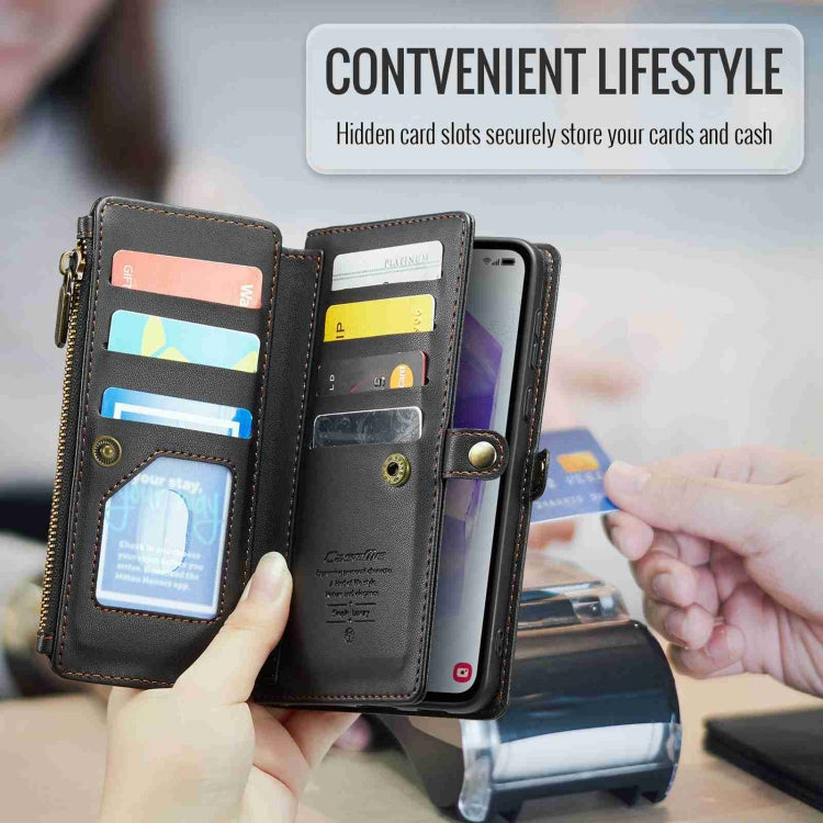 For Samsung Galaxy A55 5G CaseMe C36 Card Slots Zipper Wallet RFID Anti-theft Leather Phone Case