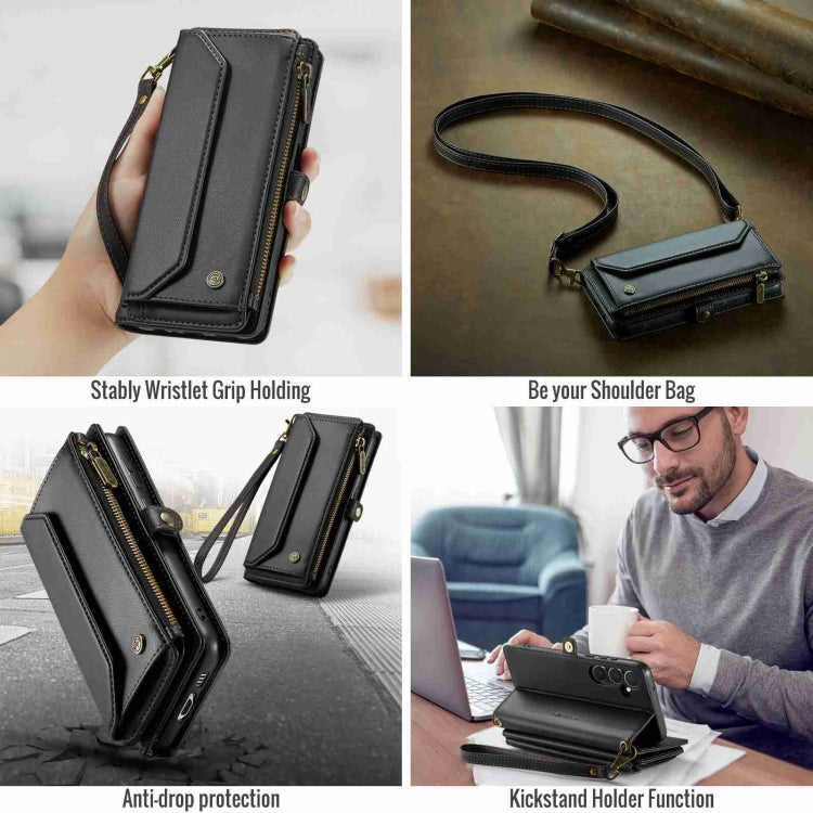 For Samsung Galaxy A55 5G CaseMe C36 Card Slots Zipper Wallet RFID Anti-theft Leather Phone Case