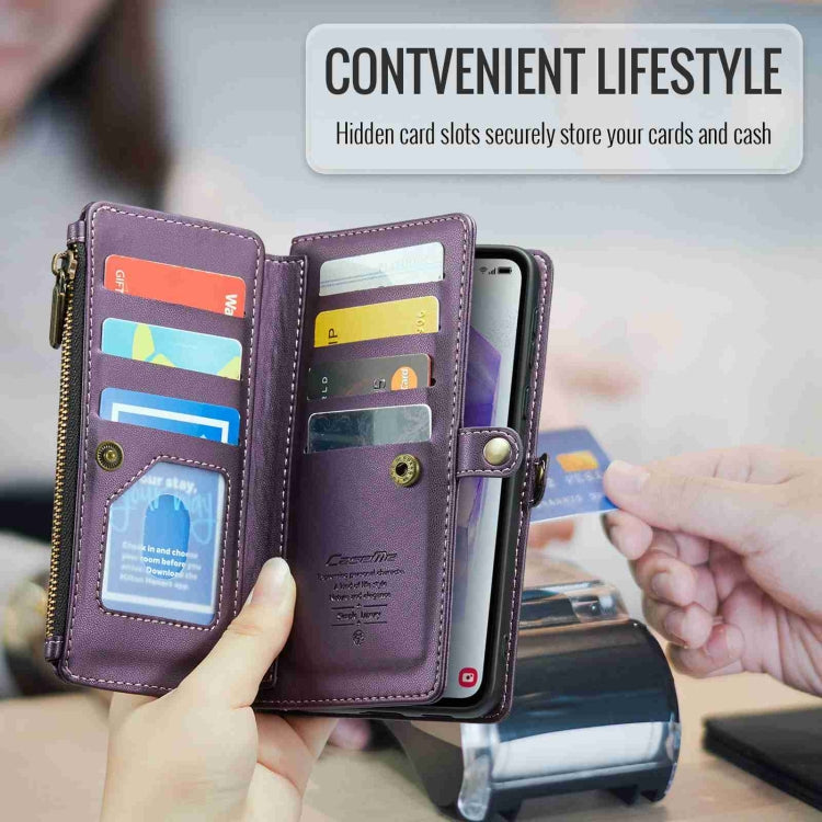 For Samsung Galaxy A55 5G CaseMe C36 Card Slots Zipper Wallet RFID Anti-theft Leather Phone Case