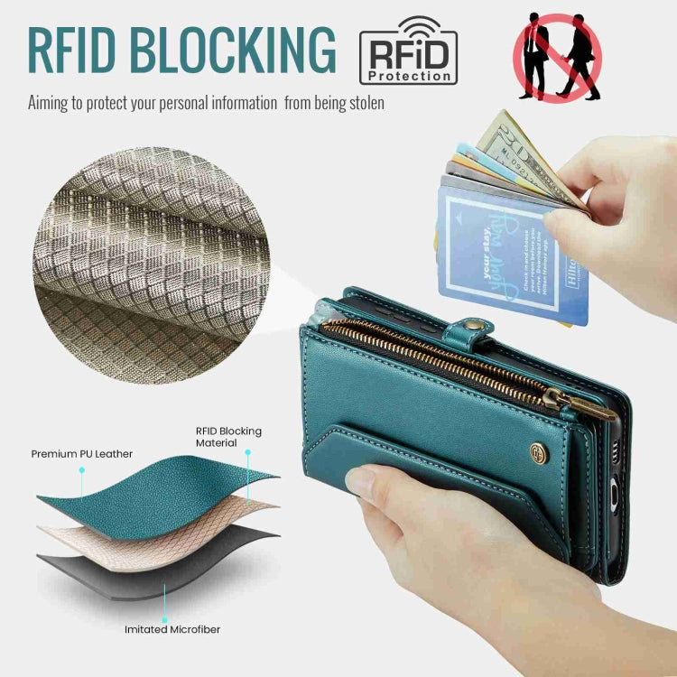 For Samsung Galaxy A55 5G CaseMe C36 Card Slots Zipper Wallet RFID Anti-theft Leather Phone Case