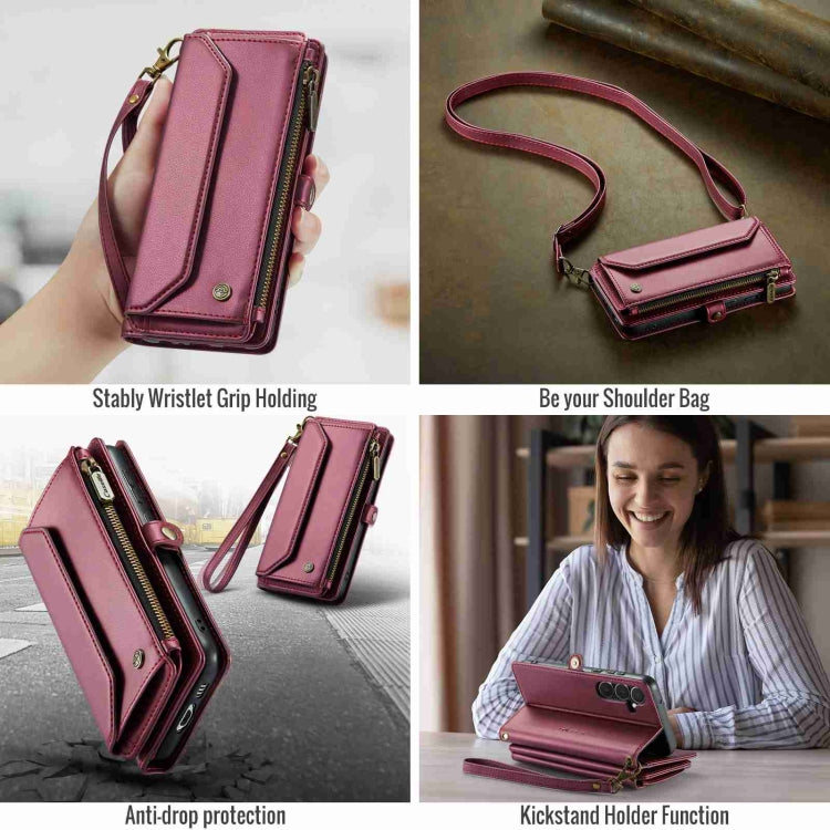 For Samsung Galaxy A55 5G CaseMe C36 Card Slots Zipper Wallet RFID Anti-theft Leather Phone Case