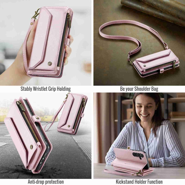 For Samsung Galaxy A55 5G CaseMe C36 Card Slots Zipper Wallet RFID Anti-theft Leather Phone Case