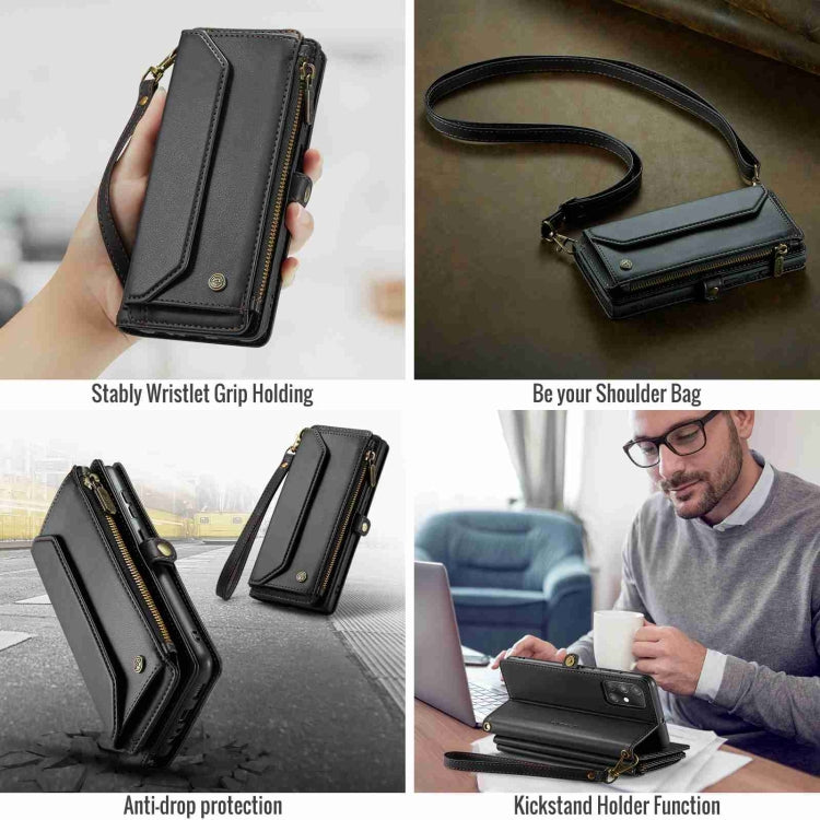 For Samsung Galaxy A71 4G CaseMe C36 Card Slots Zipper Wallet RFID Anti-theft Leather Phone Case