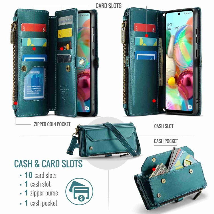 For Samsung Galaxy A71 4G CaseMe C36 Card Slots Zipper Wallet RFID Anti-theft Leather Phone Case
