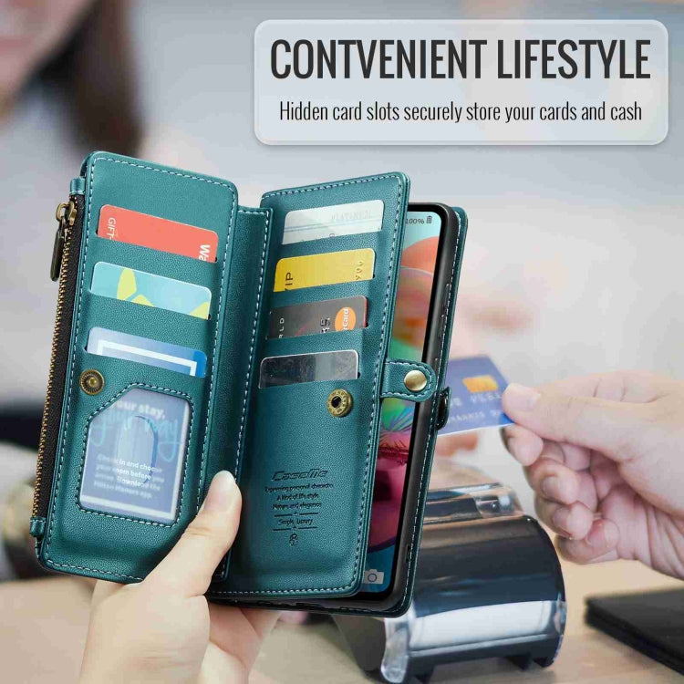 For Samsung Galaxy A71 4G CaseMe C36 Card Slots Zipper Wallet RFID Anti-theft Leather Phone Case