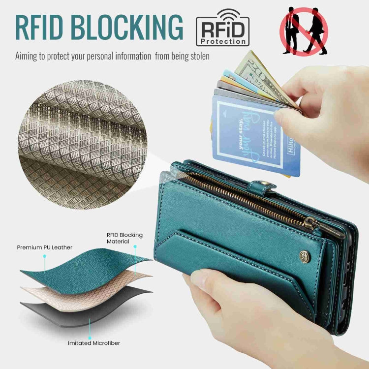 For Samsung Galaxy A71 4G CaseMe C36 Card Slots Zipper Wallet RFID Anti-theft Leather Phone Case