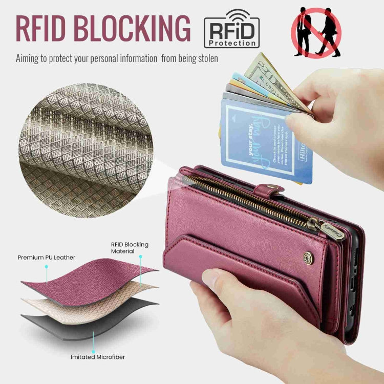 For Samsung Galaxy A71 4G CaseMe C36 Card Slots Zipper Wallet RFID Anti-theft Leather Phone Case
