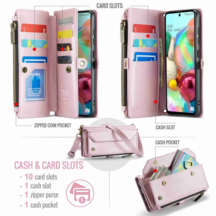 For Samsung Galaxy A71 4G CaseMe C36 Card Slots Zipper Wallet RFID Anti-theft Leather Phone Case