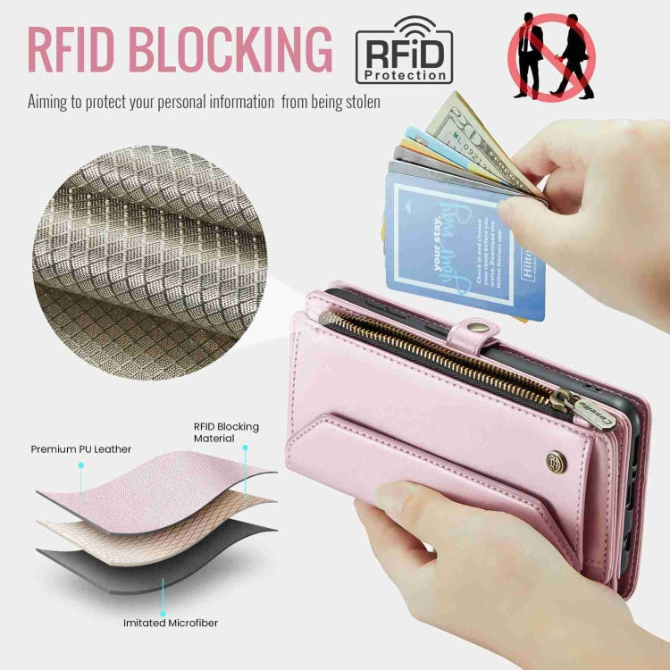 For Samsung Galaxy A71 4G CaseMe C36 Card Slots Zipper Wallet RFID Anti-theft Leather Phone Case