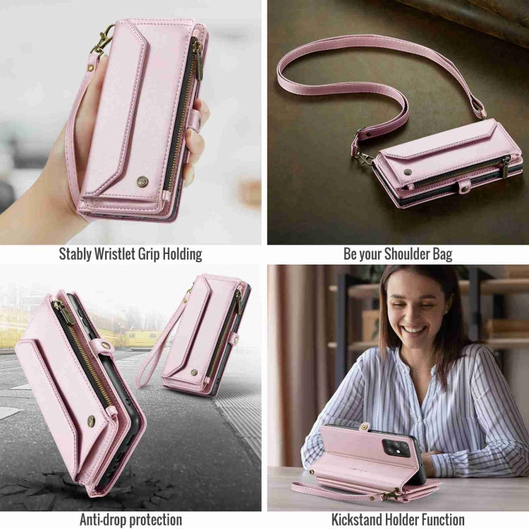 For Samsung Galaxy A71 4G CaseMe C36 Card Slots Zipper Wallet RFID Anti-theft Leather Phone Case