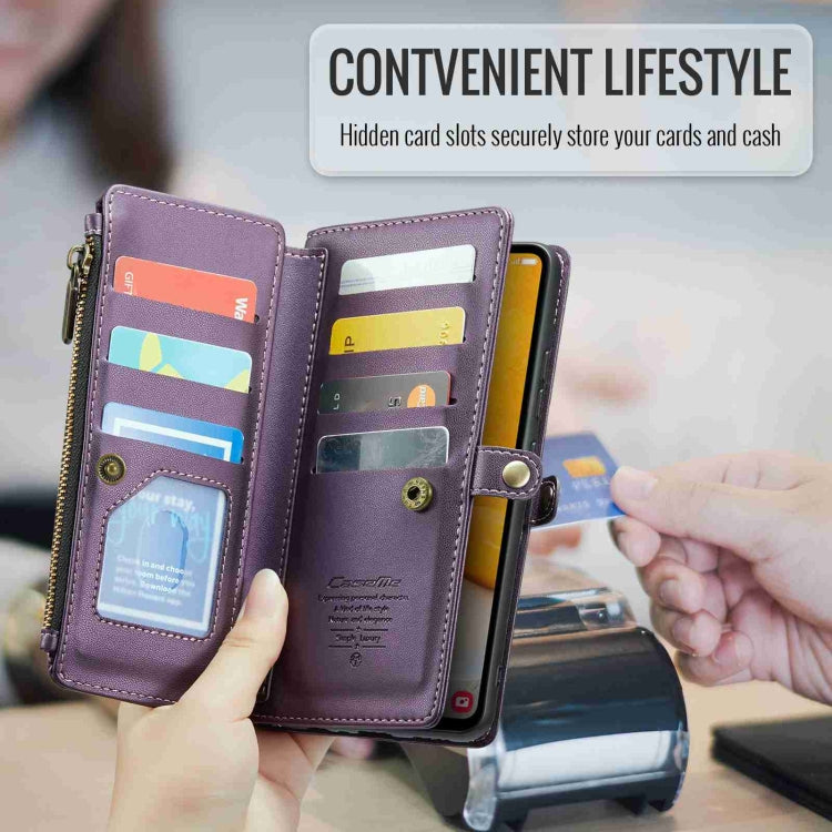 For Samsung Galaxy A72 CaseMe C36 Card Slots Zipper Wallet RFID Anti-theft Leather Phone Case
