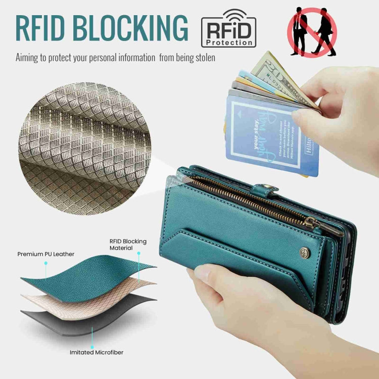 For Samsung Galaxy A72 CaseMe C36 Card Slots Zipper Wallet RFID Anti-theft Leather Phone Case