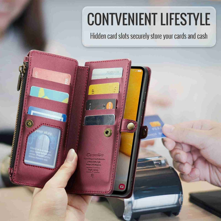 For Samsung Galaxy A72 CaseMe C36 Card Slots Zipper Wallet RFID Anti-theft Leather Phone Case