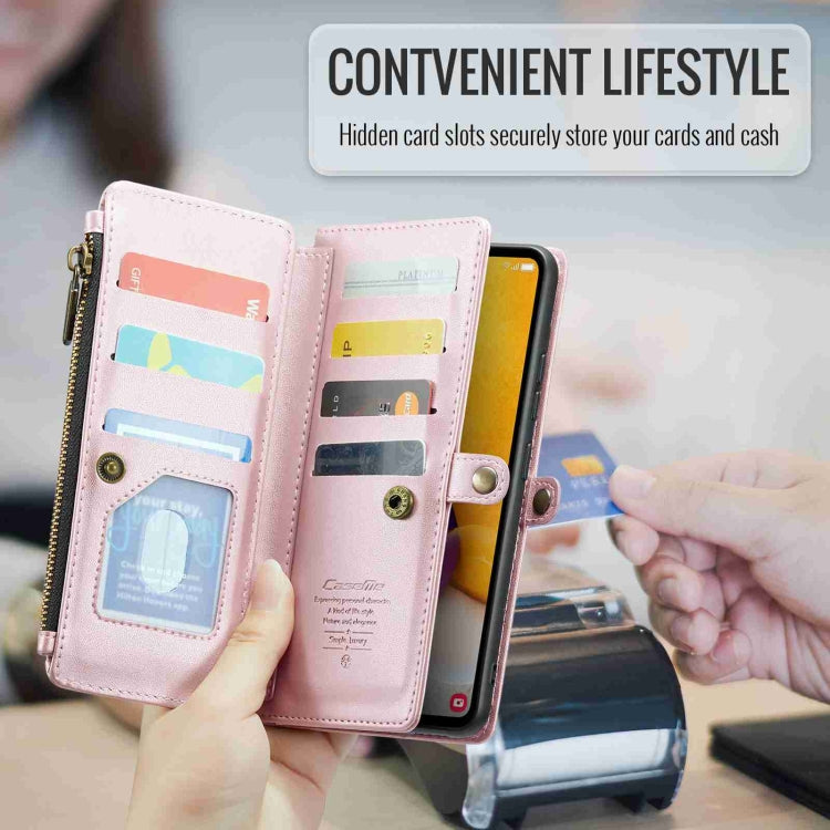For Samsung Galaxy A72 CaseMe C36 Card Slots Zipper Wallet RFID Anti-theft Leather Phone Case