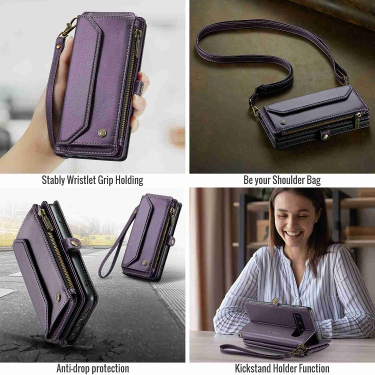 For Samsung Galaxy S10 CaseMe C36 Card Slots Zipper Wallet RFID Anti-theft Leather Phone Case
