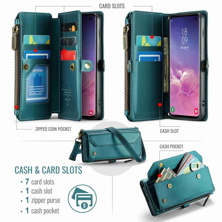 For Samsung Galaxy S10 CaseMe C36 Card Slots Zipper Wallet RFID Anti-theft Leather Phone Case