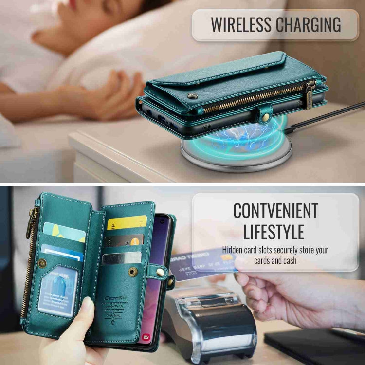 For Samsung Galaxy S10 CaseMe C36 Card Slots Zipper Wallet RFID Anti-theft Leather Phone Case