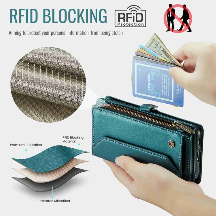For Samsung Galaxy S10 CaseMe C36 Card Slots Zipper Wallet RFID Anti-theft Leather Phone Case