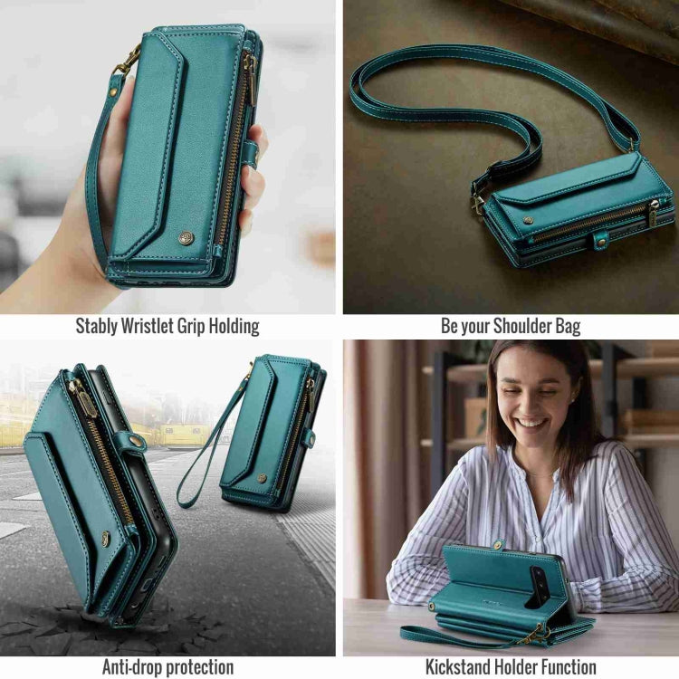 For Samsung Galaxy S10 CaseMe C36 Card Slots Zipper Wallet RFID Anti-theft Leather Phone Case