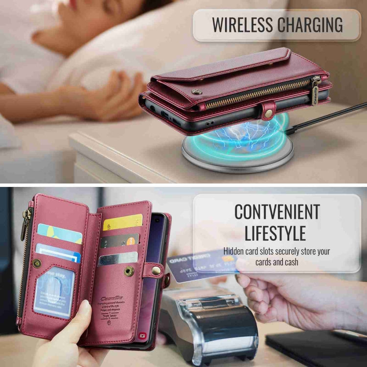 For Samsung Galaxy S10 CaseMe C36 Card Slots Zipper Wallet RFID Anti-theft Leather Phone Case
