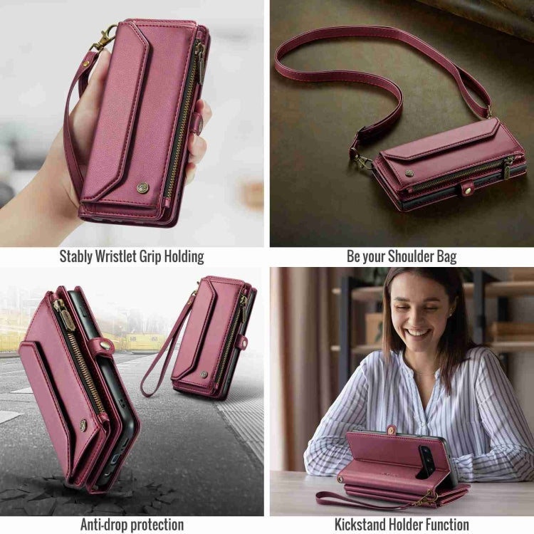 For Samsung Galaxy S10 CaseMe C36 Card Slots Zipper Wallet RFID Anti-theft Leather Phone Case